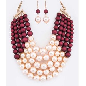 Two-Tone Layered Pearl Necklace Set